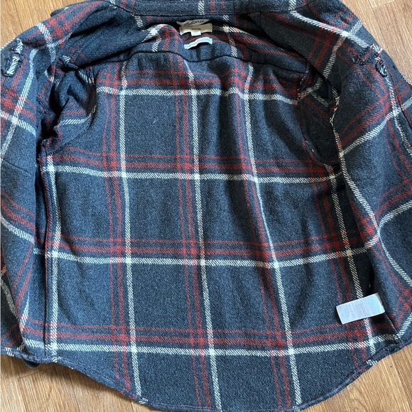 Madewell Men's Plaid Brushed Easy Shirt Jacket - Italian Fabric Maroon & Gray - Picture 8 of 11